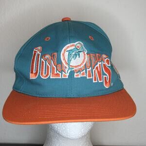 Vintage Miami Dolphins Team NFL SnapBack Hat ANI Block Spell Out